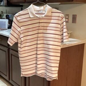 Men’s Size Medium Ashworth Polo. Basically White with Red and Black Stripes